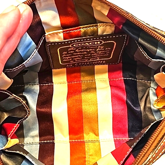 VINTAGE WOMEN'S COACH DENIM MAKEUP BAG IN LEATHER COLOR BLUE WITH BROWN TRIM - Picture 16 of 16